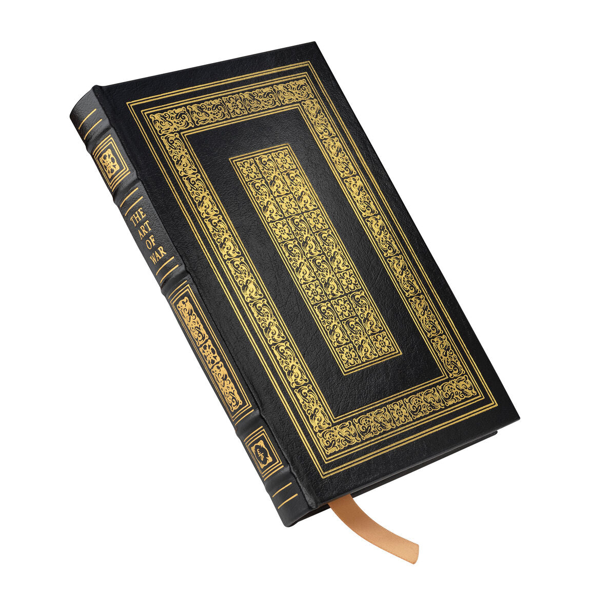 Luxurious black leatherbound edition of 'The Art of War' with elegant gold lettering, showcased on the Kadri Books homepage